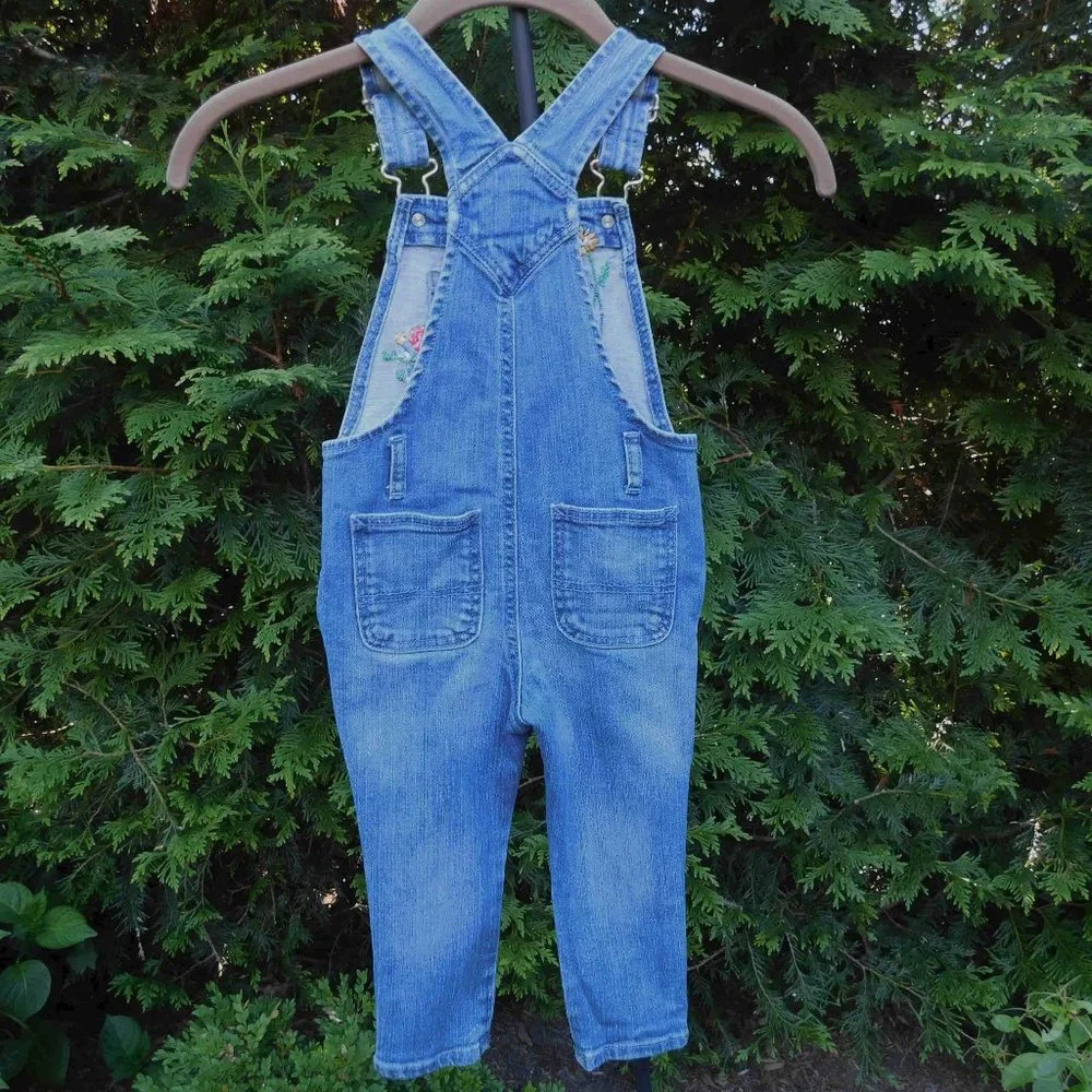 Gap 18-24M Pretty Embroidered Denim Overalls